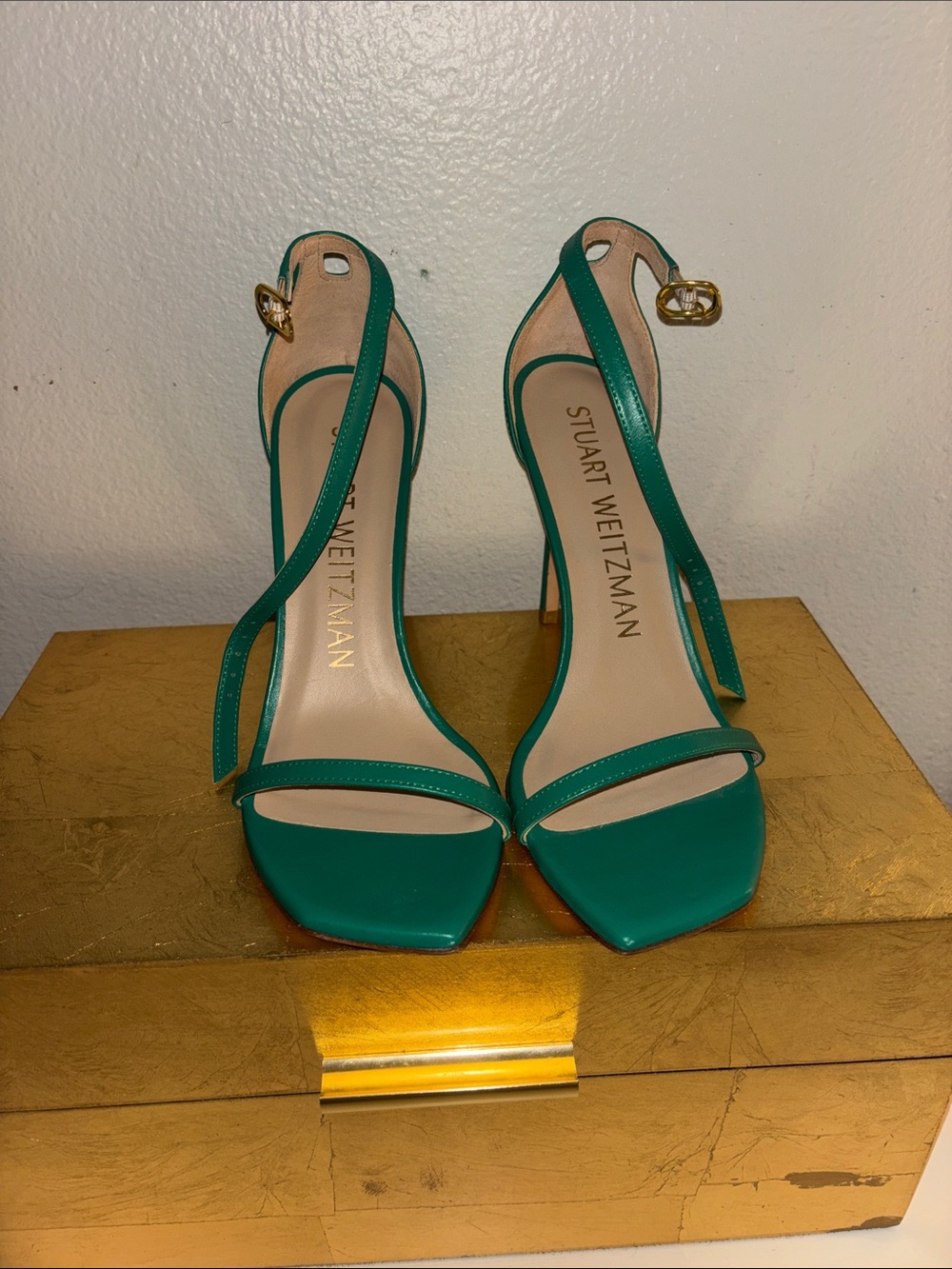 Stuart Weitzman Green Ankle-Strap Sandals
